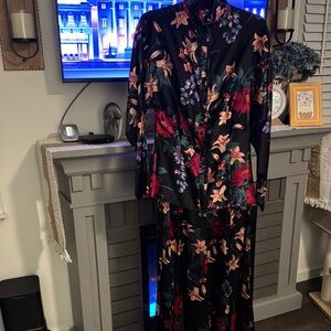 Baldanza IDE Force Floral Satin Blouse and Midi Skirt Set-Size 8